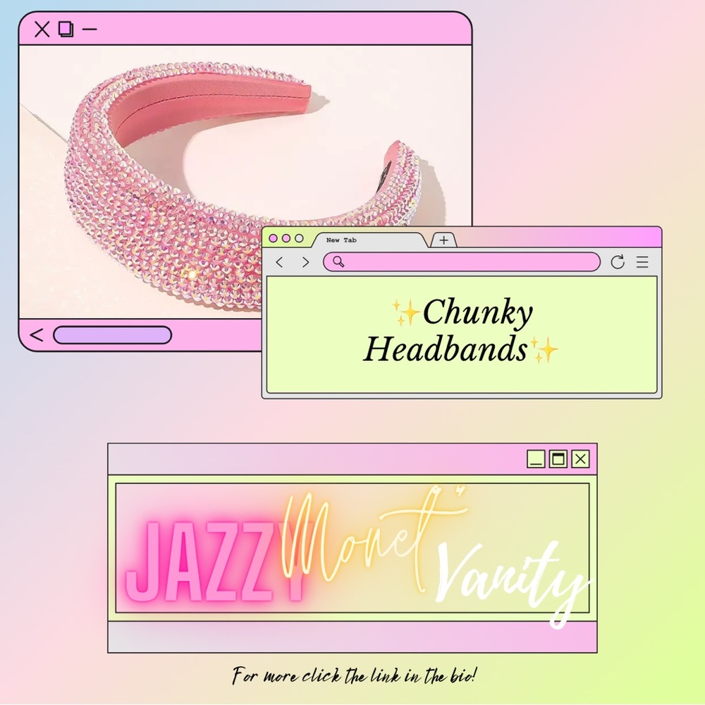 Pink chunky retro vintage y2k sparkly glam headband accessory